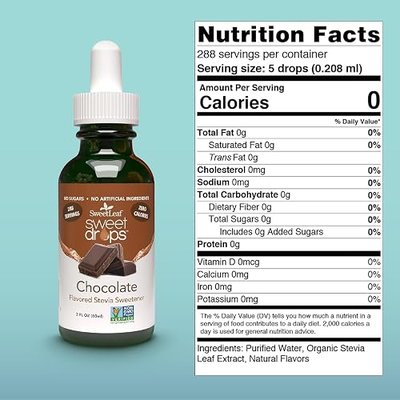 SweetLeaf Stevia Drops Liquid Sweetener, Chocolate - 2 Fl Oz, Pack of 1 | Sweet Drops, Organic Stevia Leaf Extract, Zero Calorie, No Erythritol, Sugar Substitute, With Dropper