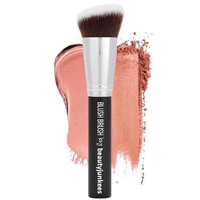 Beauty Junkees Angled Blush Brush for Cream, Liquid, Powder Makeup, Dense Synthetic Bristles to Stipple and Blend for Buildable Pigmented Color
