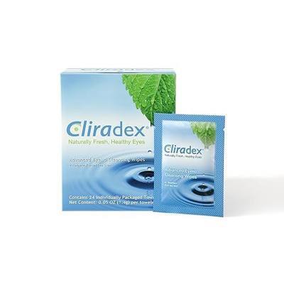 Cliradex Towelettes with Tea Tree Oil Extract, 24 Count | Natural Face, Eyelash & Eyelid Cleansing Wipes to Clear Dirt & Debris that Allow Demodex Mites to Thrive