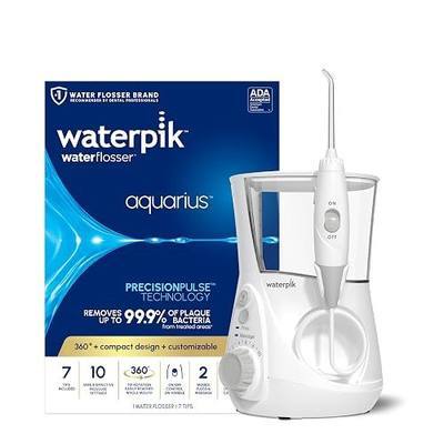 Waterpik Aquarius Water Flosser For Teeth Cleaning, Gums, Braces, Dental Care, Electric Power With 10 Settings, 7 Tips For Multiple Users And Needs, ADA Accepted, White WP-660, Packaging May Vary