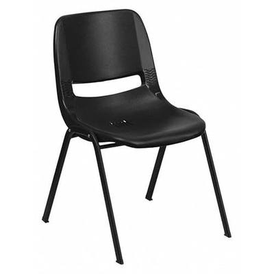 Flash Furniture HERCULES Series 440 lb. Capacity Kid's Black Ergonomic Shell Stack Chair with Black Frame and 14" Seat Height
