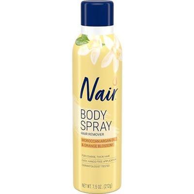 Nair Body Spray Hair Remover, Hands-Free Applicator Hair Removal Spray with Moroccan Argan Oil and Orange Blossom for Body, 7.5 Oz
