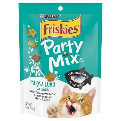 Purina Friskies Made in USA Facilities Cat Treats, Party Mix Meow Luau Crunch - 6 Oz (Pack of 1)