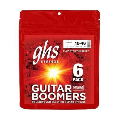 GHS Boomers - Electric Guitar Strings – Nickel-Plated Steel – Bright, Balanced, Long-Lasting Tone – Smooth Feel & Stable Tuning – Fresh Sealed – GBL SET – (LT) - Light Gauge - 10-46 - Pack of 6 SETS