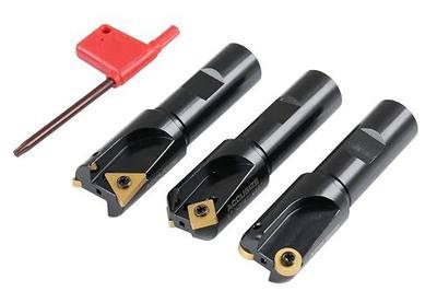Accusize 3 Pc Little Hogger Set, 0046-0700 | 45 Deg, 90 Deg, 3/16R, 1" Head, 3/4" Shank, Carbide Inserts, Indexable End Mill Set