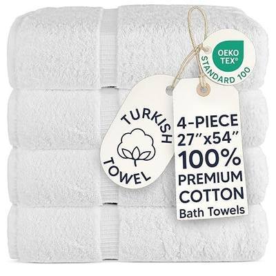 Chakir Turkish Linens 4 Piece Large Bath Towels, 100% Cotton Turkish Towels for Bathroom, Luxury Soft Absorbent Bath Towel Set, 27 x 54 Inches, White