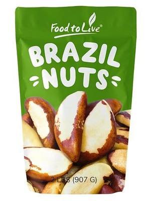 Food to Live Brazil Nuts, 2 Pounds - Raw, Whole, No Shell, Unsalted, Kosher, Vegan, Keto and Paleo Friendly, Bulk, Good Source of Selenium, Low Sodium and Low Carb Food.
