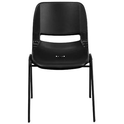 Flash Furniture HERCULES Series 440 lb. Capacity Kid's Black Ergonomic Shell Stack Chair with Black Frame and 12" Seat Height (17"D x 13.88"W x 22"H), Set of 1