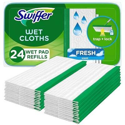Swiffer Sweep + Mop, Wet Pads Refill, Microfiber Floor Cleaner for Dirt, Dust, Hair, Cleaning Cloths for Mopping Home, Bathroom, Kitchen, All Purpose Multi-Surface Floor Wipes, Fresh, 24ct
