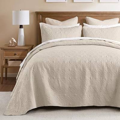 Madison Park Quebec Queen Size Quilt Bedding Set - Ivory , Damask – 3 Piece Bedding Quilt Coverlets – Ultra Soft Microfiber Bed Quilts Quilted Coverlet | All Season Quilted Coverlet, Classic Stitch Pattern Bedspread & Shams, Ultra Soft Microfiber Bedspread Set, Ivory