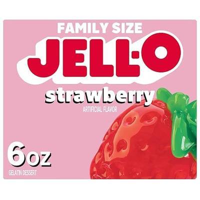 Jell-O Gelatin Dessert Mix, Family Size, Strawberry, 6 oz Box