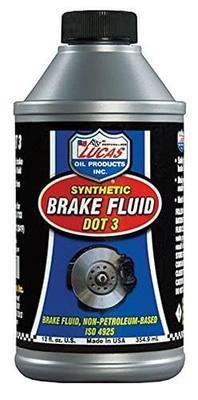 Lucas Oil Brake Fluid, DOT 3, Synthetic, 12 oz Bottle, Each