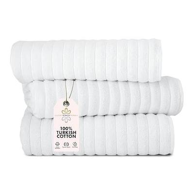 Classic Turkish Towels CTT - Luxury 3 Piece Jumbo Bath Sheets, 100% Turkish Cotton, Absorbent & Ultra Comfy Bath Towel Sheets for Hotels & Spa | 40"x65" (White)
