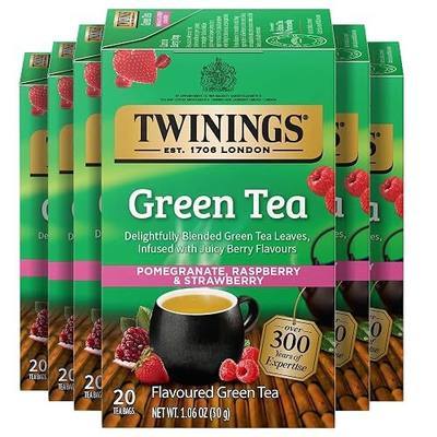 Twinings Green Pomegranate, Raspberry & Strawberry Tea Bags 20 CT (6 Pack) | Green Leaves Infused with Berry Flavours, Naturally Caffeinated, 120 Foil Lined Individually Wrapped Bags, Enjoy Hot or Iced