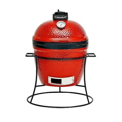 Kamado Joe Joe Jr 13.5-inch Portable Ceramic Charcoal Grill with Grill Stand, Stainless Steel Cooking Grate, Heat Deflectors and Ash Tool in Red, Model KJ13RH
