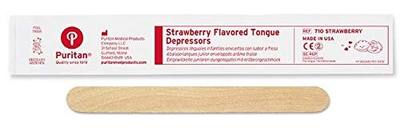 Puritan Medical 5.5" Strawberry Flavored Junior Wood Tongue Depressor - 710 Strawberry (Box of 50)