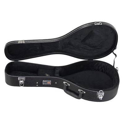 Gearlux A-Style Mandolin Hard Case with Exterior Lock and Key, Interior Accessory Compartment, and Plush Foam Interior Padding - Black