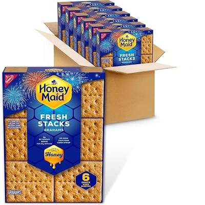 HONEY MAID Fresh Stacks Graham Crackers, 36 Multi Snack Packs | Bulk Travel Snacks, 8g Whole Grain Per 30g Serving, Made with Real Honey, No High Fructose Corn Syrup, Individually Wrapped
