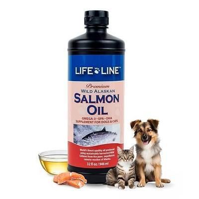 Life Line Salmon Oil for Pets | Omega-3 DHA EPA Supplement for Dogs & Cats | Supports Skin, Coat, Brain & Heart Health | Cold-Filtered – 32 oz
