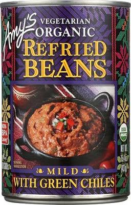 Amys, Beans Refried With Green Chiles Organic, 15.4 Ounce