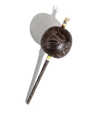 Shamans Market Peruvian Amazon Gourd Rattle - Four Directions, Medium Size - Handcrafted Artisan Shaman Rattle for Sound Healing, Meditation, Ceremony & Drum Circles