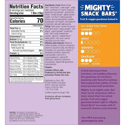 Plum Organics Mighty Snack Bars - Blueberry - 0.67 oz Bars (Pack of 48) - Organic Fruit and Vegetable Toddler Food Snack Bars