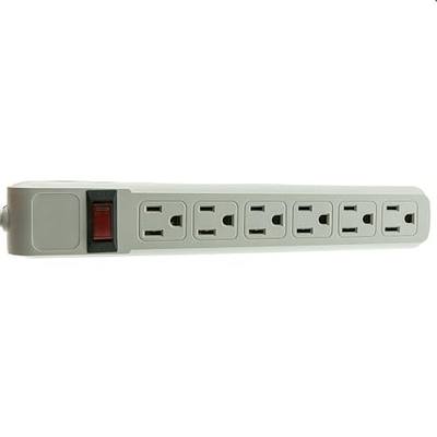 eDragon Surge Protector, Flat Rotating Plug, 6 Outlet, Gray Horizontal Outlets, Plastic, Power Cord 6 Feet, Computer Surge Protector, (ED70463)