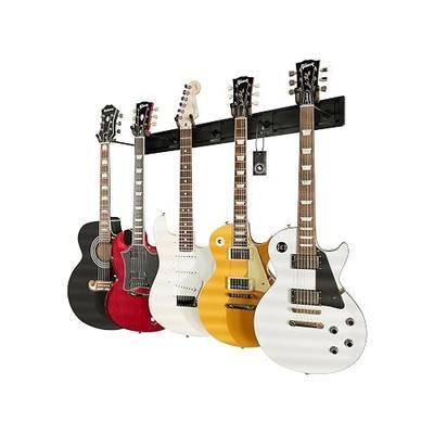 String Swing Guitar Wall Rack, Multiple Guitar Wall Mount, Guitar Organizer for Acoustic & Electric Guitars, 5 Padded Arm Hangers & Black Slatwall Rail, Wall Mount Guitar Rack - Made in USA