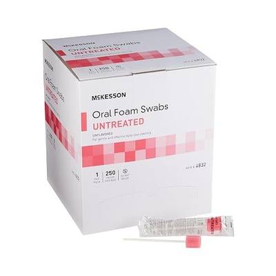 McKesson Oral Foam Swabs, Untreated, Gentle and Daily Cleaning, Manual, Unflavored, 250 Count, 1 Pack | Unflavored