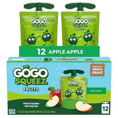 GoGo squeeZ No Sugar Added Applesauce and Fruit Puree, Apple, 3.2 oz Pouches (Pack of 12), Fruit Snacks for Kids, Gluten Free, Nut Free, Recloseable Cap, BPA Free