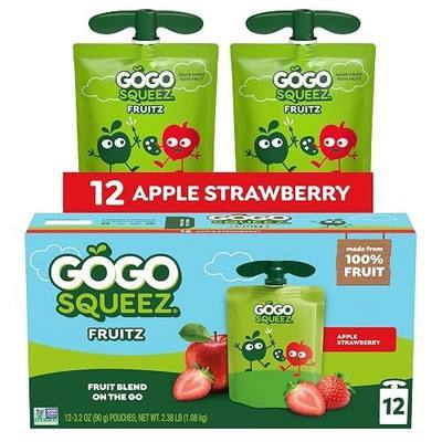 GoGo squeeZ No Sugar Added Applesauce and Fruit Puree, Apple Strawberry, 3.2 oz Pouches (Pack of 12), Fruit Snacks for Kids, Gluten Free, Nut Free, Recloseable Cap, BPA Free