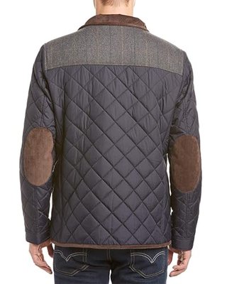 Vince Camuto Men's Quilted Jacket with Plaid Yoke