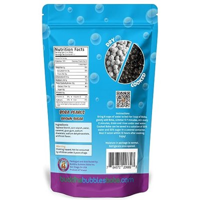 Premium Quick Cook REAL Tapioca Black (Brown Sugar) Boba Pearls By Buddha Bubbles Boba (1 Kilo / 2.2 Pounds)