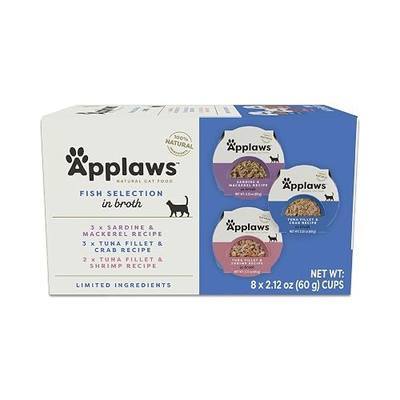Applaws Natural Wet Cat Food, 8 Count, Limited Ingredient Cat Food Pots, Fish Variety Count in Broth, 2.12oz Pots | 100% Natural, High Quality Ingredients, High Protein, No Artificial Additives, Limited Ingredients