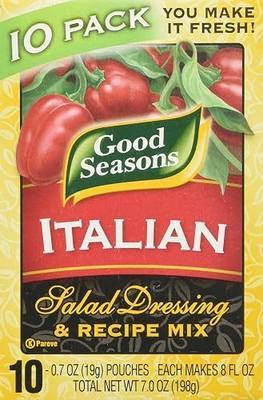 Good Seasons Italian Salad Dressing & Recipe Mix 0.7oz, 10 Pouches, Total Net 7oz