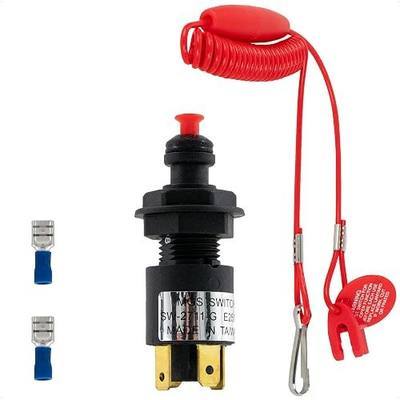 Five Oceans Marine Universal Emergency Cut-Off Switch, Kill Switch for Boat, Engine Shut-Off Switch 12VDC, Coil Extendable Lanyard, Snap Hook and Red Buoy, for Jet Ski, ATVs - FO1518