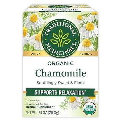 Traditional Medicinals Organic, Chamomile Tea - Supports Stress Relief and Relaxation - Kosher, Non-GMO, Caffeine-Free, Compostable - 16 Tea Bags | Supports Stress Relief and Relaxation, Kosher, Non-GMO, Caffeine-Free, Compostable