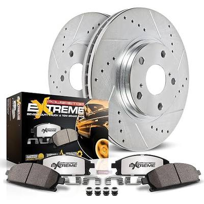 PowerStop Front Brake Kit For Jeep Wrangler 2007-17 | Jeep Wrangler JK 2018 - Truck & Tow Carbon Fiber Ceramic Brake Pads + Drilled & Slotted Rotors Upgrade, K3097-36