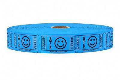 Raffle Tickets Single Roll 50/50 Smile, Blue, 2,000 Tickets, Made in USA | Premium raffle tickets roll, ideal for 50/50 raffles, fundraisers, door prizes, school carnivals, parties, community events