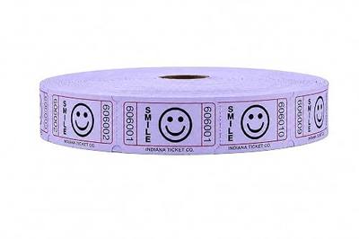 Raffle Tickets Single Roll 50/50 Smile, Purple, 2,000 Tickets, Made in USA | Premium raffle tickets roll, ideal for 50/50 raffles, fundraisers, door prizes, school carnivals, parties, community events
