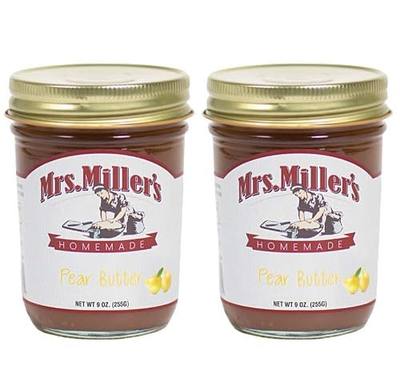 Mrs. Miller's Amish Homemade Pear Butter 9 Ounces - Pack of 2 (No Corn Sugar)