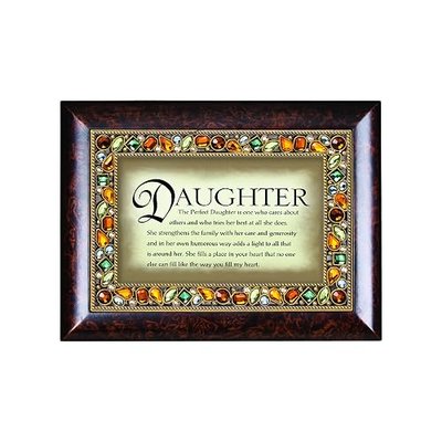 Cottage Garden Perfect Daughter Cares About Others Amber Earth Tone Jeweled Music Box Plays Wonderful World