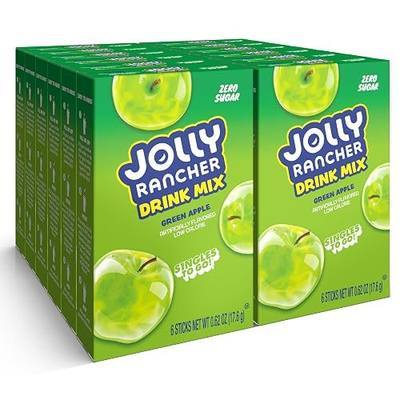 Jolly Rancher Singles To Go Powdered Drink Mix, Green Apple, 72 Total Servings, Sugar-Free Drink Powder, Just Add Water, 0.62 Ounce (Pack of 12)