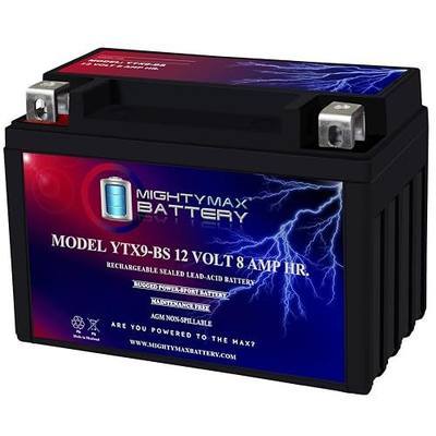 Mighty Max Battery YTX9-BS -12 Volt 8 AH, 135 CCA, Rechargeable Maintenance Free SLA AGM Motorcycle Battery