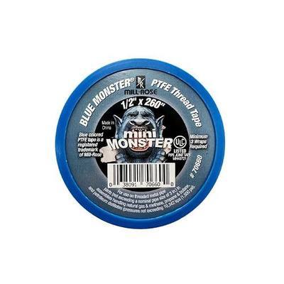 Millrose 70660 Monster Roll PTFE Thread Seal Tape, 1/2-Inch x 260-Inch, Blue | Dense blue PTFE tape seals threaded plumbing connections; 1/2 in x 260 in roll suits water, air and general service.