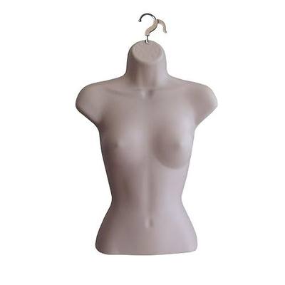 Female Mannequin Torso Hollow Back Body Stackable Dress Form with Hanging Hooks for Tshirt Display, Countertop, Craft Shows, Photos and Design, S-M Clothing Size (Flesh, Set of 1)