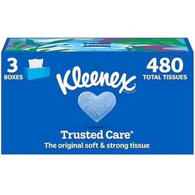 Kleenex Trusted Care Facial Tissues, 3 Flat Boxes, 160 Tissues per Box