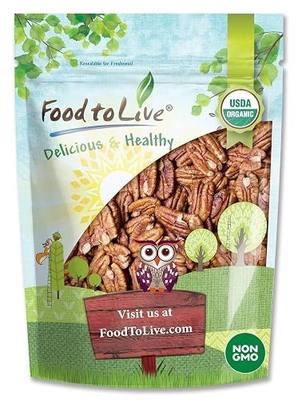 Food to Live Organic Pecan Halves, 1.5 Pounds – Non-GMO, Kosher, Raw Pecan Nuts, Unsalted, Vegan, Kosher, Shelled, Sirtfood, Bulk. Good source of Calcium, and Zinc. Great for Pecan Pie, Salads, Mixes