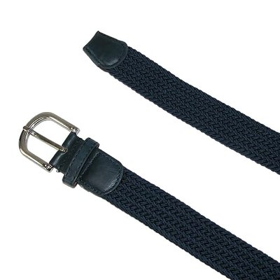 CTM Men's Elastic Braided Stretch Belt with Silver Buckle and Matching Tabs