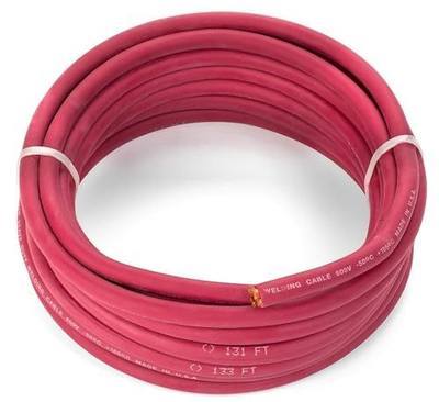 EWCS 2/0 Gauge Premium Extra Flexible Welding Cable 600 Volt - Red - 25 Feet - Made in The USA